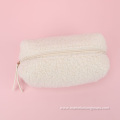 Wholesale Sherpa Girl Rose Gold Cosmetic Toiletry Bag Makeup Brushes Bag